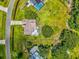 Aerial view of the property featuring backyard pool and green surroundings at 3750 Oak Pointe Blvd, Kissimmee, FL 34746