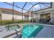Inviting screened-in pool and spa combo, perfect for relaxing and entertaining in the backyard at 7416 Soiree Way, Reunion, FL 34747