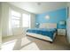 Bright bedroom with lots of light, decorated with a sky blue accent wall creating a serene atmosphere at 1929 Nice Ct, Kissimmee, FL 34747