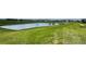 A view of a pond, surrounded by a grassy shoreline with a neighborhood in the background at 6221 Argent Wood Dr, Winter Garden, FL 34787