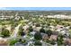 Aerial view displays a tranquil residential area surrounded by lush greenery and a glimpse of a lake at 238 Hunt St, Clermont, FL 34711