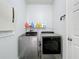 Convenient laundry room with front loading washer and dryer and overhead shelving at 238 Hunt St, Clermont, FL 34711