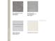 Materials board featuring carpet, tile, white shaker cabinets and quartz pebble white countertops at 2580 Penguin Blvd, Davenport, FL 33837