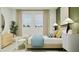 This bright bedroom offers modern decor, a light color palette, and multiple windows at 2995 Maloof Dr, Davenport, FL 33837