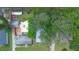 Drone's-eye view of several well-kept homes featuring various roof styles, ample green space, and a private backyard pool at 805 E 20Th St, Sanford, FL 32771