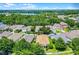 Aerial view of the property featuring lake views, landscaping, trees, and surrounding neighborhood at 12524 Aldershot Ln, Windermere, FL 34786