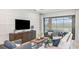 Inviting living room with modern furniture, tv, and sliding glass doors to the outdoor pool at 858 Arbor Green Trl, St Cloud, FL 34771
