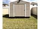 Metal storage shed with single door in backyard at 8923 Sw 50Th Ave, Ocala, FL 34476