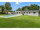 Relaxing pool area with grassy backyard and home view at 3204 Se 34Th St, Ocala, FL 34471