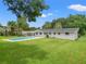 Home's backyard features a refreshing blue pool and green grass at 3204 Se 34Th St, Ocala, FL 34471