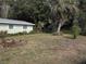 Large backyard with a shed, palm tree and lush landscaping at 1105 Ne 45 Pl, Ocala, FL 34479