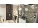 Contemporary bathroom featuring a glass-enclosed shower and modern cabinetry at 15747 Sw 47Th Avenue Rd, Ocala, FL 34473