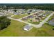 An aerial view showcases a residential neighborhood with neatly arranged homes and well-maintained green lawns at 25 Nw 45Th Loop, Ocala, FL 34475