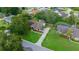 Aerial view of a home with a long driveway in a neighborhood with tree-lined streets at 2818 Se 24Th Ave, Ocala, FL 34471