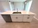 Kitchen island featuring a stainless steel sink, sleek countertops, and storage cabinets at 13374 Sw 63Rd Ter, Ocala, FL 34473