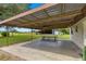 Covered patio overlooking the backyard and workshop at 1000 Se 155Th St, Summerfield, FL 34491