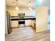 An open kitchen with stainless steel appliances, light-colored cabinets, and modern light fixtures at 17808 Se 115Th Ct, Summerfield, FL 34491