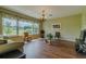 Bright living room with large windows offering a view of the landscaped backyard at 15268 Sw 14Th Avenue Rd, Ocala, FL 34473