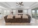 Bright living room with large TV and sliding glass doors at 5172 Nw 46Th Lane Rd, Ocala, FL 34482