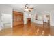 Open-concept living area features built-ins, fireplace, and seamless flow into the kitchen at 8463 Sw 84Th Loop, Ocala, FL 34481