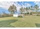 Spacious fenced backyard with a well-maintained lawn and mature trees at 6925 Se 96Th Place Rd, Belleview, FL 34420