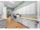 Well-equipped laundry room with ample white cabinetry and a convenient folding table at 17800 Se 237Th Ct, Umatilla, FL 32784