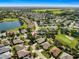 Enjoy this beautiful aerial view of the community with mature trees, golf course and lake at 7290 Se 172Nd Legacy Ln, The Villages, FL 32162