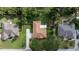 Aerial view shows this home with fenced in yard and mature shade trees at 10291 Se 42Nd Ter, Belleview, FL 34420