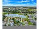 Scenic aerial view of a residential neighborhood surrounding a tranquil lake with lush green landscapes at 17789 Se 113Th Ter, Summerfield, FL 34491