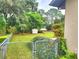 Fenced backyard featuring lush greenery, mature trees, and a storage shed, providing privacy and functionality at 4961 Sw 196Th Ave, Dunnellon, FL 34431