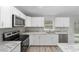 Modern kitchen showcasing stainless steel appliances, white cabinets, and gray countertops at 3165 Se 147Th Ln, Summerfield, FL 34491