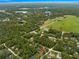 Aerial shot displaying the home surrounded by flourishing, verdant trees in the neighborhood at 19370 Saint Benedict Dr, Dunnellon, FL 34432