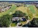 Stunning aerial view of a home nestled on a golf course, surrounded by lush greenery and mature trees at 10927 Se 168Th Loop, Summerfield, FL 34491