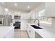 Modern kitchen with white cabinets, black sink, and stainless steel appliances at 11 Emerald Trl, Ocala, FL 34472