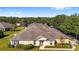 Aerial view of the home showcasing its roof, surrounding greenery, landscaping, and proximity to trees at 7066 Sw 91St Ct, Ocala, FL 34481