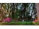 Lush backyard with trees, flowering bushes, and manicured landscaping for a peaceful view at 10975 Sw 69Th Cir, Ocala, FL 34476