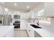 Modern kitchen with white cabinets, black sink, and stainless steel appliances at 232 Locust Pass, Ocala, FL 34472