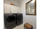 Laundry room with LG washer and dryer, and built-in cabinets at 3642 Nw 55Th Cir, Ocala, FL 34482