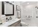 Modern bathroom featuring a glass-enclosed shower, sleek vanity, and neutral color palette at 4522 Shockoe Cir, The Villages, FL 32163