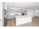 Modern kitchen with gray cabinets and expansive quartz countertops at 10832 Sw 101St Loop, Ocala, FL 34481