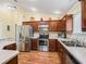 Kitchen with stainless steel appliances and wood cabinets at 2360 Hopespring Loop, The Villages, FL 32162