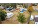 Aerial view of property showcasing a house, pool, shed, and RV at 6292 Se 87Th St, Ocala, FL 34472