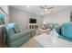 Living area with teal sofas, coastal decor, and TV at 8456 Sw 52Nd Lane Rd, Ocala, FL 34481