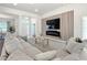 Spacious living room with large sectional sofa and modern fireplace at 9125 Se 47 Court Rd, Ocala, FL 34480