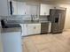 Modern kitchen featuring white cabinets, granite counters, and stainless steel appliances at 2317 Ne 37Th St, Ocala, FL 34479