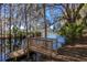 Wooden dock extending over calm water, surrounded by trees and plants at 4925 Cr 309B, Lake Panasoffkee, FL 33538