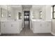 Double vanity bathroom with modern cabinets and quartz countertops at 5525 Sw 80Th Pl, Ocala, FL 34476