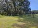 Large backyard with pond view and oak trees covered in Spanish moss at 8489 Las Palmas Way, Wildwood, FL 34785