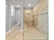 Large walk-in shower with tiled walls and bench at 9010 Sw 89Th Loop, Ocala, FL 34481