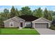 Single-story home with gray exterior, two-car garage, and landscaped lawn at 421 Spring Ln, Ocala, FL 34472